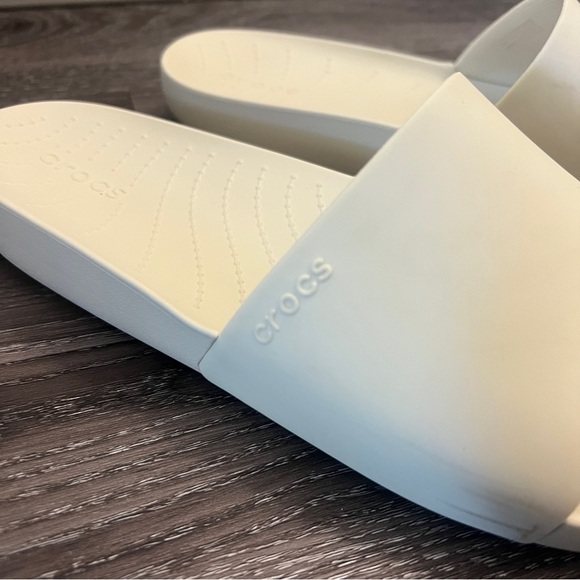 Crocs Women's Cream Slide Sandals - Picture 2 of 8